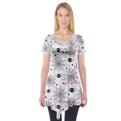 Creepy Spider Design, Adoxali, Halloween Short Sleeve Tunic  by kyorashop23
