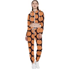 Black And Orange Pumpkin Cropped Zip Up Lounge Set by ConteMonfrey
