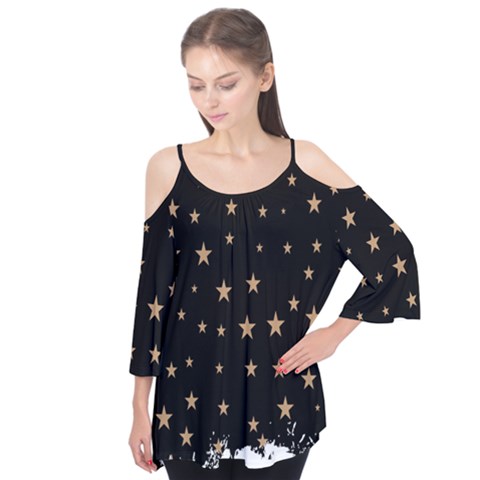 Little Stars Pattern Flutter Sleeve T-shirt by ConteMonfrey