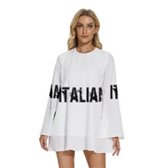 Strong Italian Energy Round Neck Long Sleeve Bohemian Style Chiffon Mini Dress by ConteMonfrey