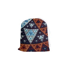 Fractal Triangle Geometric Abstract Pattern Drawstring Pouch (small) by Cemarart