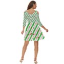 Christmas Paper Stars Pattern Texture Background Colorful Colors Seamless Shoulder Cut Out Zip Up Dress View4