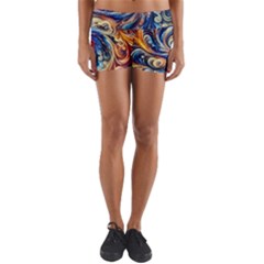 Colorful Motion Abstract Art Yoga Shorts by ExtraAwesomeSauce