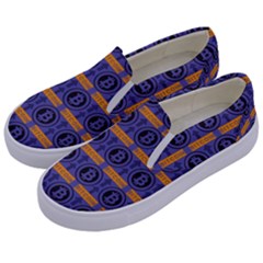 Bitcoin Logo Pattern Kids  Canvas Slip Ons by ExtraAwesomeSauce