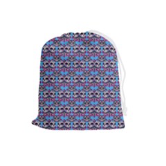 Colorful Sugar Skull Cat Pattern Drawstring Pouch (large) by ExtraAwesomeSauce
