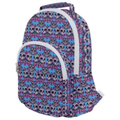 Colorful Sugar Skull Cat Pattern Rounded Multi Pocket Backpack by ExtraAwesomeSauce