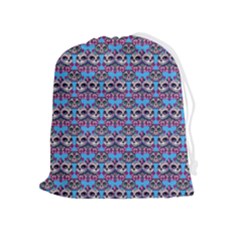 Colorful Sugar Skull Cat Pattern Drawstring Pouch (xl) by ExtraAwesomeSauce