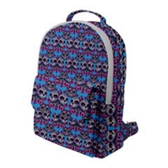 Colorful Sugar Skull Cat Pattern Flap Pocket Backpack (large) by ExtraAwesomeSauce