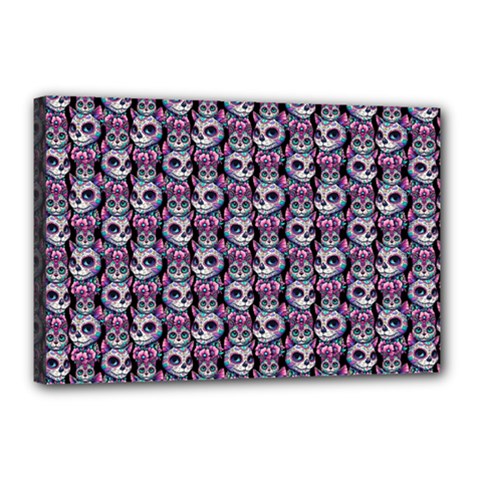 Sugar Skull Cat Pattern Canvas 18  X 12  (stretched) by ExtraAwesomeSauce