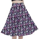 Sugar Skull Cat Pattern A-Line Full Circle Midi Skirt With Pocket View1