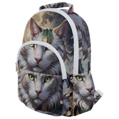 Epic Armored Cat Warrior Rounded Multi Pocket Backpack by ExtraAwesomeSauce