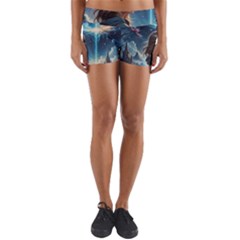 Enchanting Fantasy Night Sky Scene Yoga Shorts by ExtraAwesomeSauce