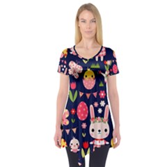 Bunny - Easter Pattern Short Sleeve Tunic  by kyorashop23