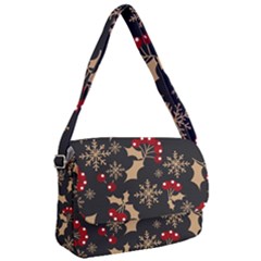 Christmas Pattern With Snowflakes Berries Courier Bag by Ket1n9