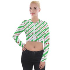 Christmas Paper Stars Pattern Texture Background Colorful Colors Seamless Long Sleeve Cropped Velvet Jacket by Ket1n9