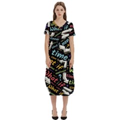 Time Nonlinear Curved Linear T-shirt Midi Dress With Pockets by Paksenen