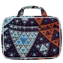 Fractal Triangle Geometric Abstract Pattern Travel Toiletry Bag With Hanging Hook by Cemarart