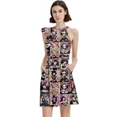 Spanish Gothic Girls Pattern Cocktail Party Halter Sleeveless Dress With Pockets by violetheavensky