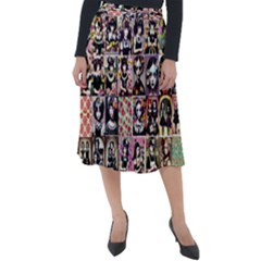 Spanish Gothic Girls Pattern Classic Velour Midi Skirt  by violetheavensky