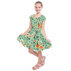 Retro 1960s Flowers Pattern 3 Kids  Short Sleeve Dress by violetheavensky