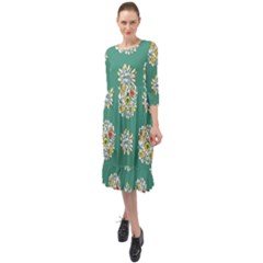 Retro 1960s Flowers Pattern 2 Ruffle End Midi Chiffon Dress by violetheavensky