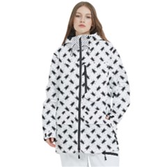 Fly Phot Motif Seamless Black And White Pattern Women s Multi Pockets Zip Ski And Snowboard Waterproof Breathable Jacket by dflcprintsclothing
