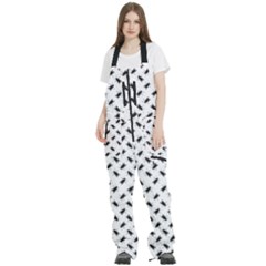Fly Phot Motif Seamless Black And White Pattern Women s Front Zip Ski And Snowboard Bib Pants by dflcprintsclothing