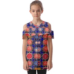Retro Geometric Shapes And Flowers 3 Fold Over Open Sleeve Top by violetheavensky