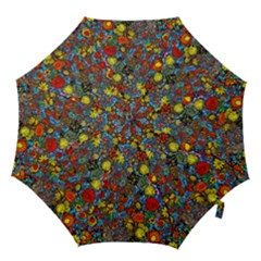 Mid Century Retro Floral 1970s 1960s Pattern 56 Hook Handle Umbrellas (medium) by violetheavensky