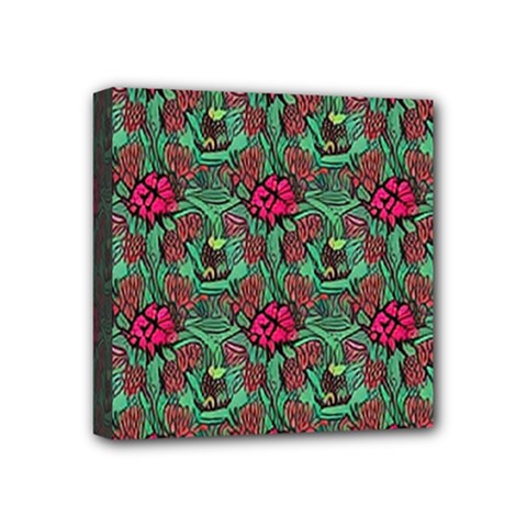 Retro 1880s Flowers Pattern 3 Mini Canvas 4  X 4  (stretched) by violetheavensky