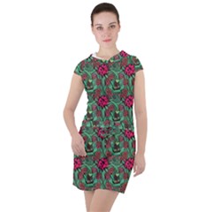 Retro 1880s Flowers Pattern 3 Drawstring Hooded Dress by violetheavensky