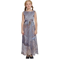 Window Pattern Winter Frost Kids  Satin Sleeveless Maxi Dress by Paksenen