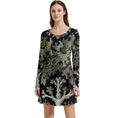 Weave Haeckel Lichenes Photobionten Long Sleeve Velour Skater Dress by Cemarart