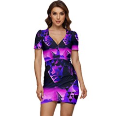 Counting Coup Ultraviolet Low Cut Cap Sleeve Mini Dress by MRNStudios
