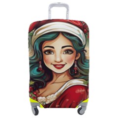 Young Woman With Santa Claus Clothes Isolated Illustration Wb Luggage Cover (medium) by dflcprintsclothing