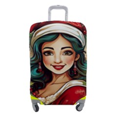 Young Woman With Santa Claus Clothes Isolated Illustration Wb Luggage Cover (small) by dflcprintsclothing
