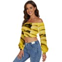 Bananas, Macro, Fruits, Ripe Bananas Long Sleeve Crinkled Weave Crop Top View2