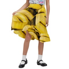 Bananas, Macro, Fruits, Ripe Bananas Kids  Ruffle Flared Wrap Midi Skirt by kyorashop23