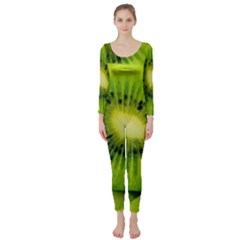 Kiwi Fruits, Close-up, Exotic Fruit Long Sleeve Catsuit by kyorashop23