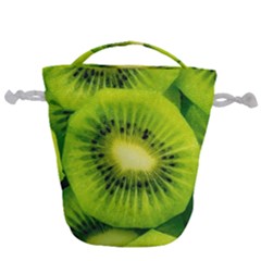 Kiwi Fruits, Close-up, Exotic Fruit Drawstring Bucket Bag by kyorashop23