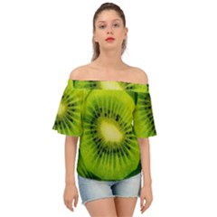 Kiwi Fruits, Close-up, Exotic Fruit Off Shoulder Short Sleeve Top by kyorashop23