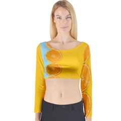 Orange, Slices, Fruit, Citrus Long Sleeve Crop Top by kyorashop23