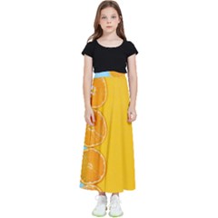 Orange, Slices, Fruit, Citrus Kids  Flared Maxi Skirt by kyorashop23