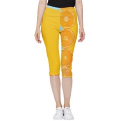 Orange, Slices, Fruit, Citrus Inside Out Lightweight Velour Capri Leggings  by kyorashop23