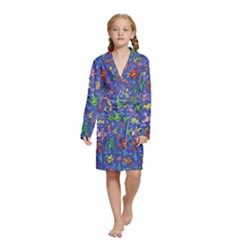 Grateful Dead Dancing Bears Pattern Kids  Long Sleeve Velvet Lounge Robe by Salmanaz77
