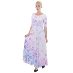 Digital Art Artwork Abstract Pink Purple Half Sleeves Maxi Dress by Dutashop