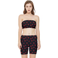 Small Cute Hearts  Stretch Shorts And Tube Top Set by ConteMonfrey