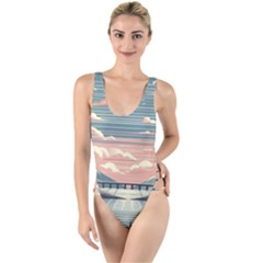 Artwork Painting Sculpture Nature High Leg Strappy Swimsuit by Salmanaz77