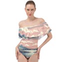 Artwork Painting Sculpture Nature Off Shoulder Velour Bodysuit  View1