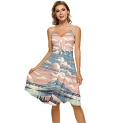 Artwork Painting Sculpture Nature Sleeveless Tie Front Chiffon Dress by Salmanaz77
